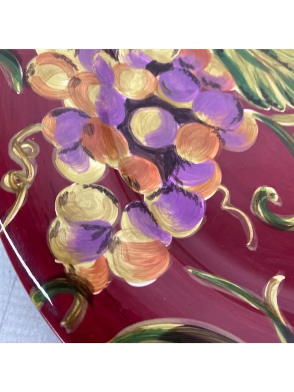 Tabletops AVELLINO CABERNET Hand Painted Red Earthenware Dinner Plates Set 2 NEW